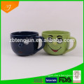 color glazed mug, embossed soup mug, ceramic mug with smile face design